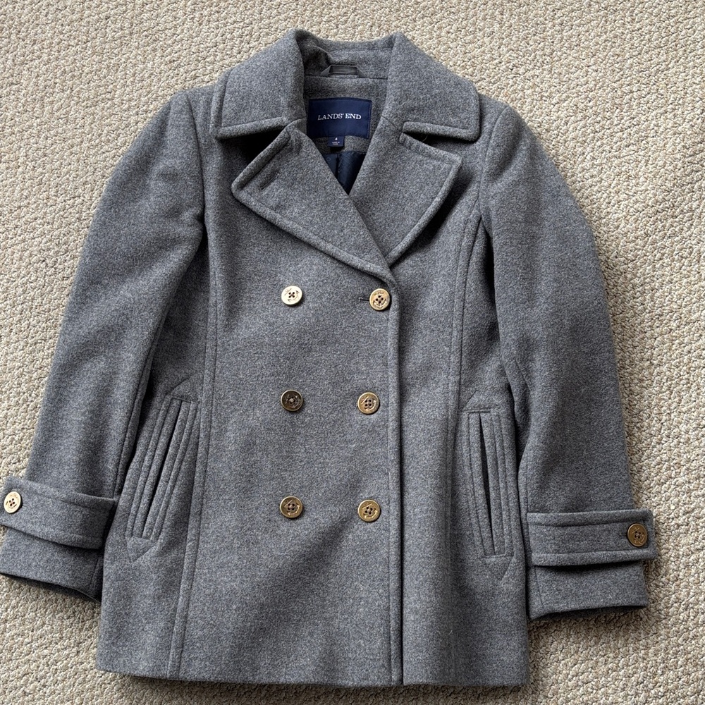 Lands' End Gray Wool Peacoat
